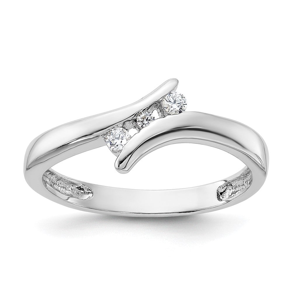 Sterling Silver Rhodium Plated CZ Ring - 14