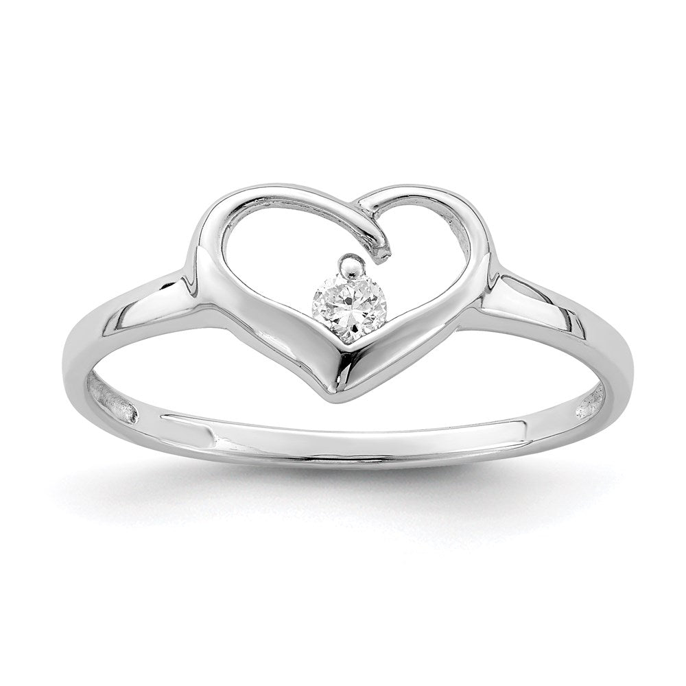 Sterling Silver Rhodium Plated CZ Heart Ring - 4