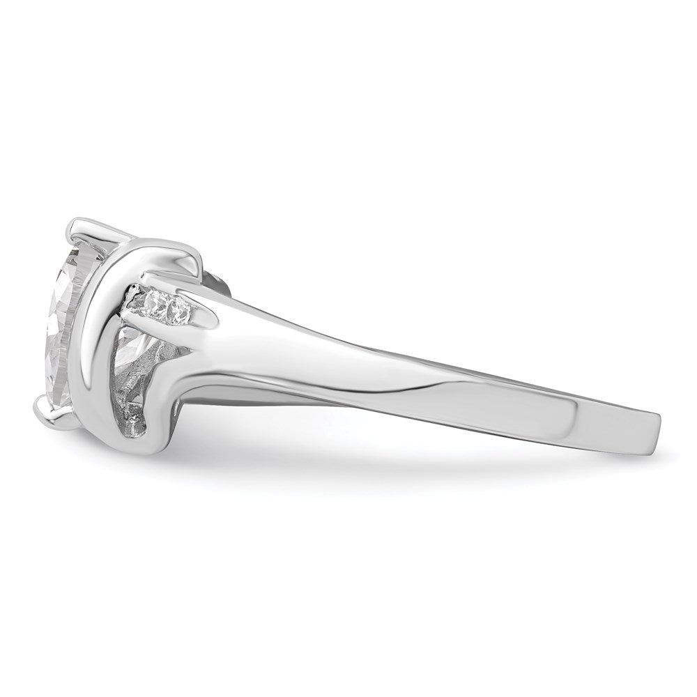 Sterling Silver Rhodium Plated CZ Heart Ring - 6