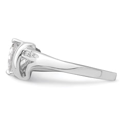 Sterling Silver Rhodium Plated CZ Heart Ring - 6