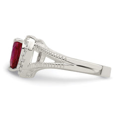 Sterling Silver Red CZ Heart Ring - 6