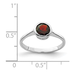 Sterling Silver Rhodium-plated Garnet Ring - 8