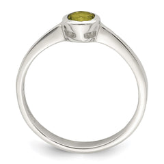 Sterling Silver Lime Green Round Bezel CZ Ring - 2