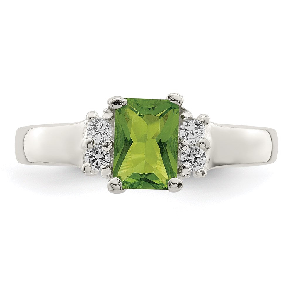 Sterling Silver Lime Green & White CZ Ring - 3