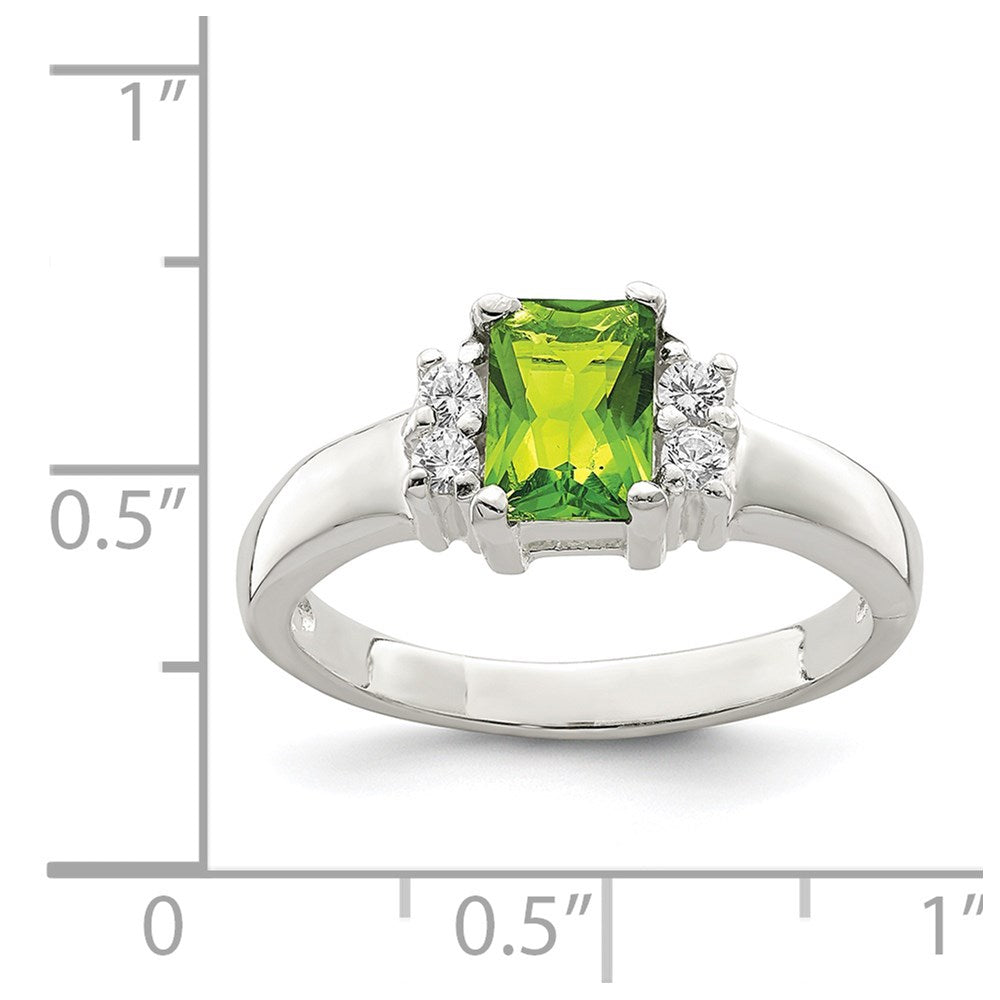 Sterling Silver Lime Green & White CZ Ring - 3