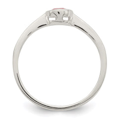 Sterling Silver Pink Round Bezel CZ Ring - 2