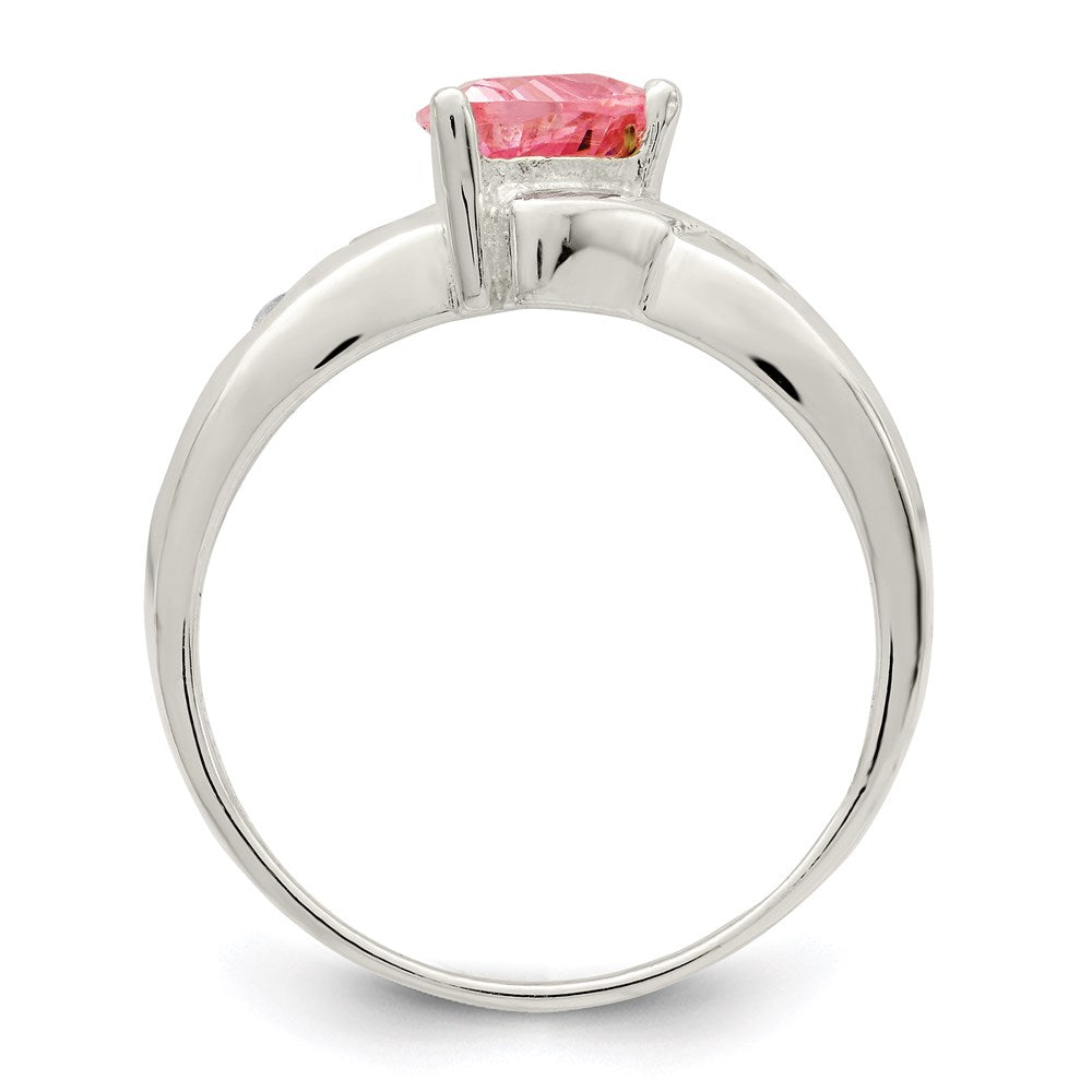 Sterling Silver Pink Trillion CZ Ring - 3