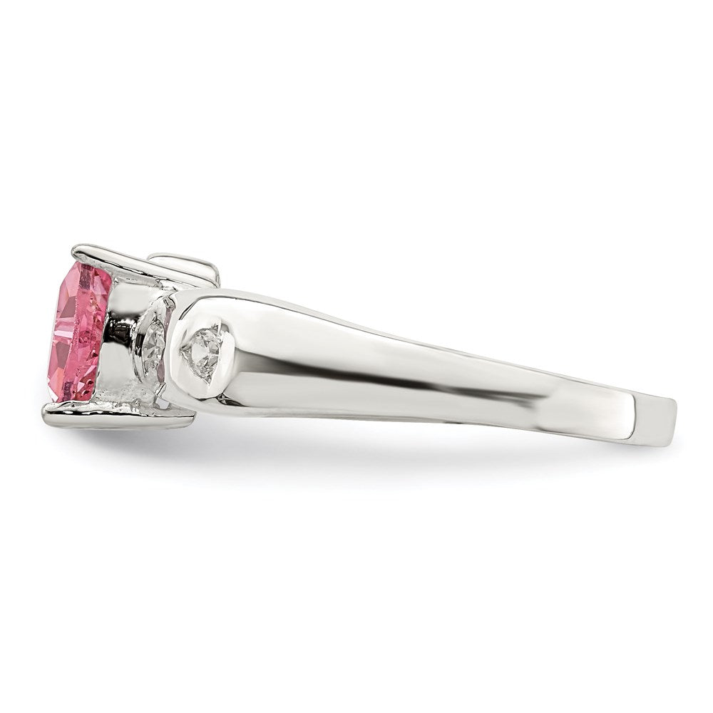 Sterling Silver Pink Trillion CZ Ring - 3