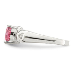 Sterling Silver Pink Trillion CZ Ring - 3