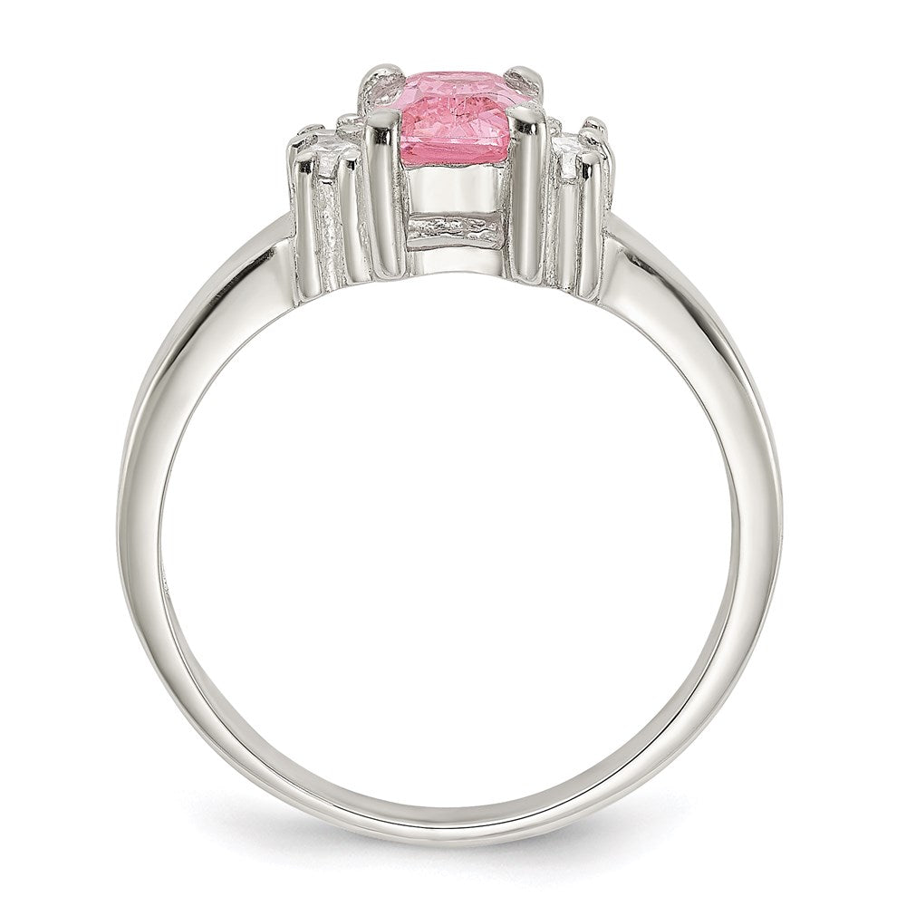 Sterling Silver Pink & White CZ Ring - 3
