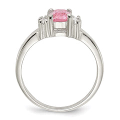 Sterling Silver Pink & White CZ Ring - 3