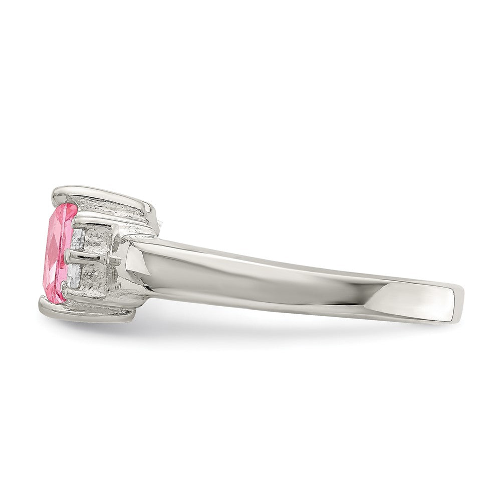 Sterling Silver Pink & White CZ Ring - 3