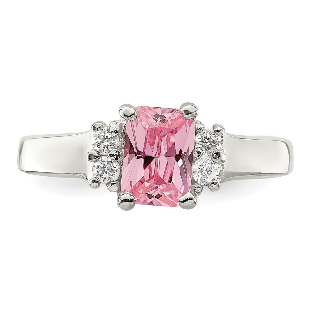 Sterling Silver Pink & White CZ Ring - 2