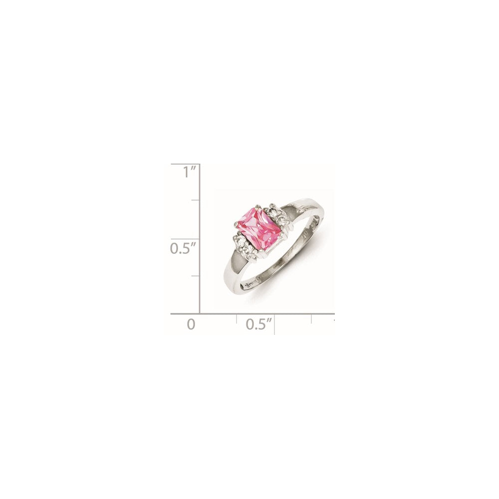 Sterling Silver Pink & White CZ Ring - 3