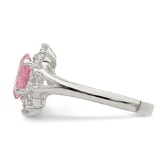 Sterling Silver Pink Oval CZ Cluster Ring - 3