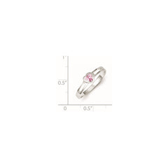 Sterling Silver Pink CZ Heart Ring - 4