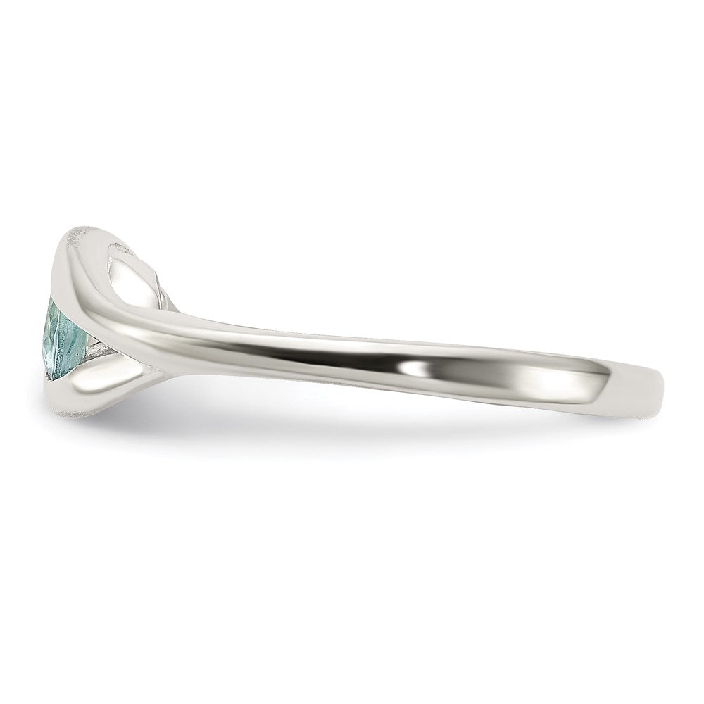 Sterling Silver Blue Glass Ring - 3