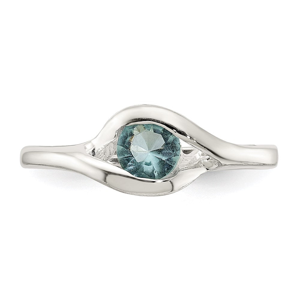 Sterling Silver Blue Glass Ring - 3
