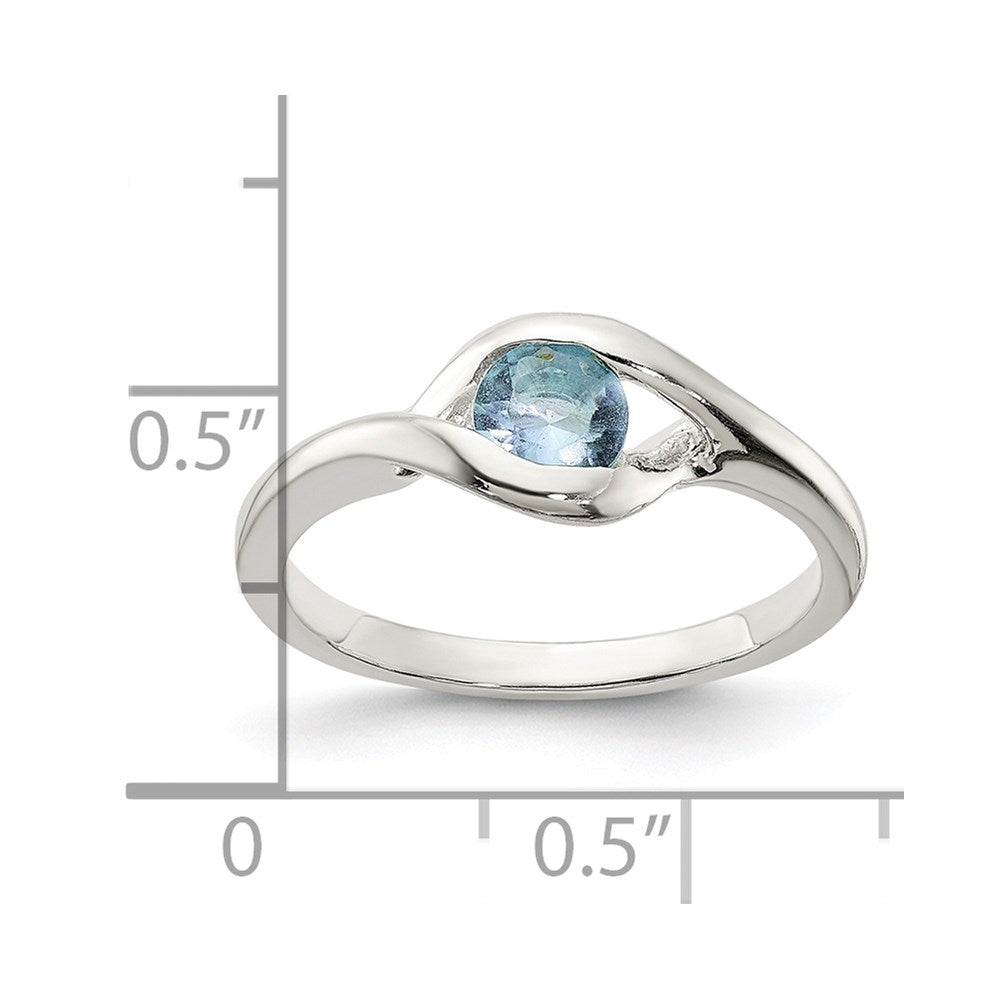 Sterling Silver Blue Glass Ring - 3