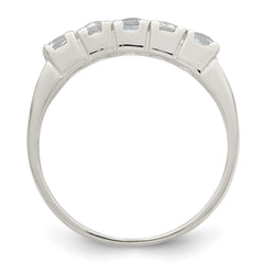 Sterling Silver Light Blue & White CZ Ring - 6