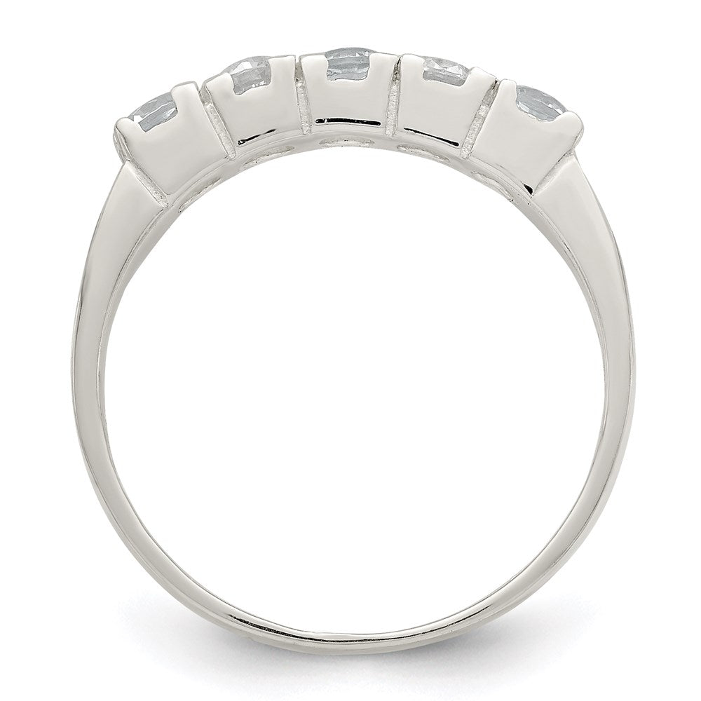 Sterling Silver Light Blue & White CZ Ring - 5