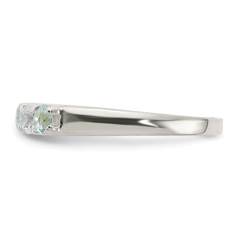 Sterling Silver Light Blue & White CZ Ring - 5
