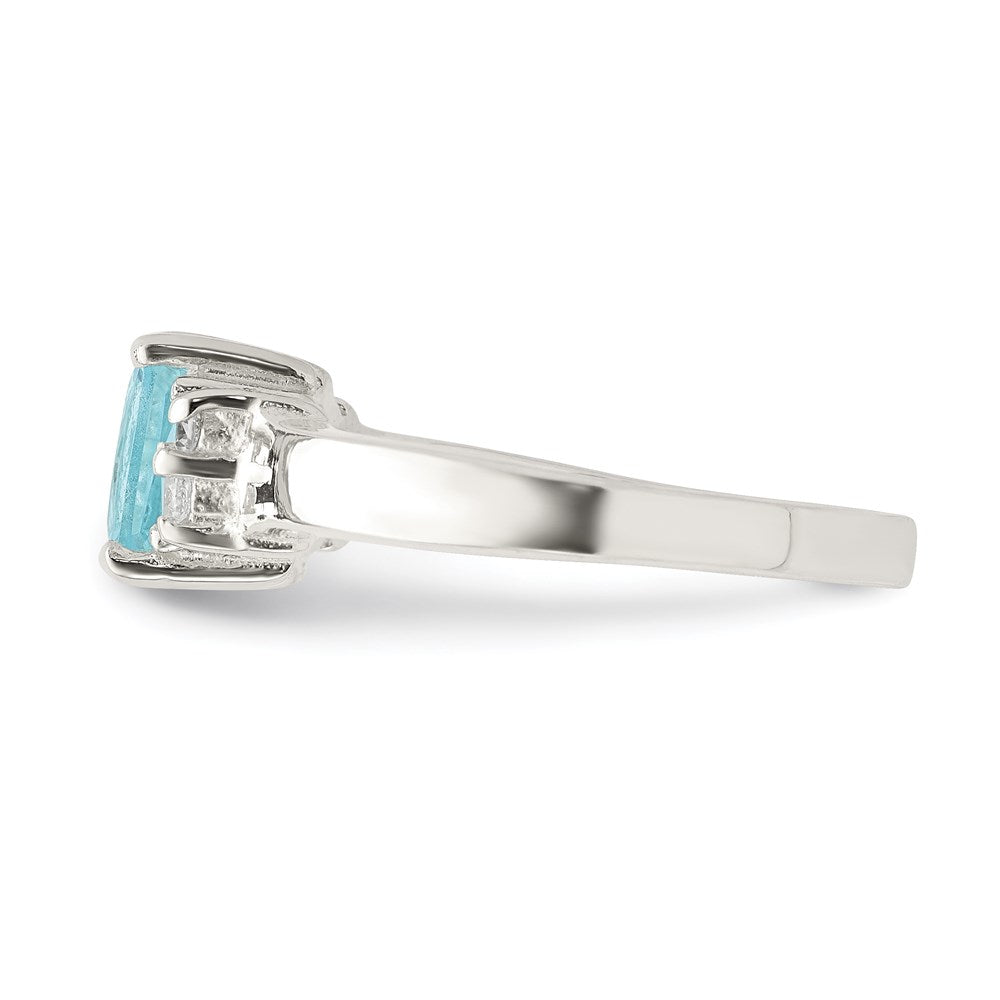 Sterling Silver Light Blue & White CZ Ring - 2
