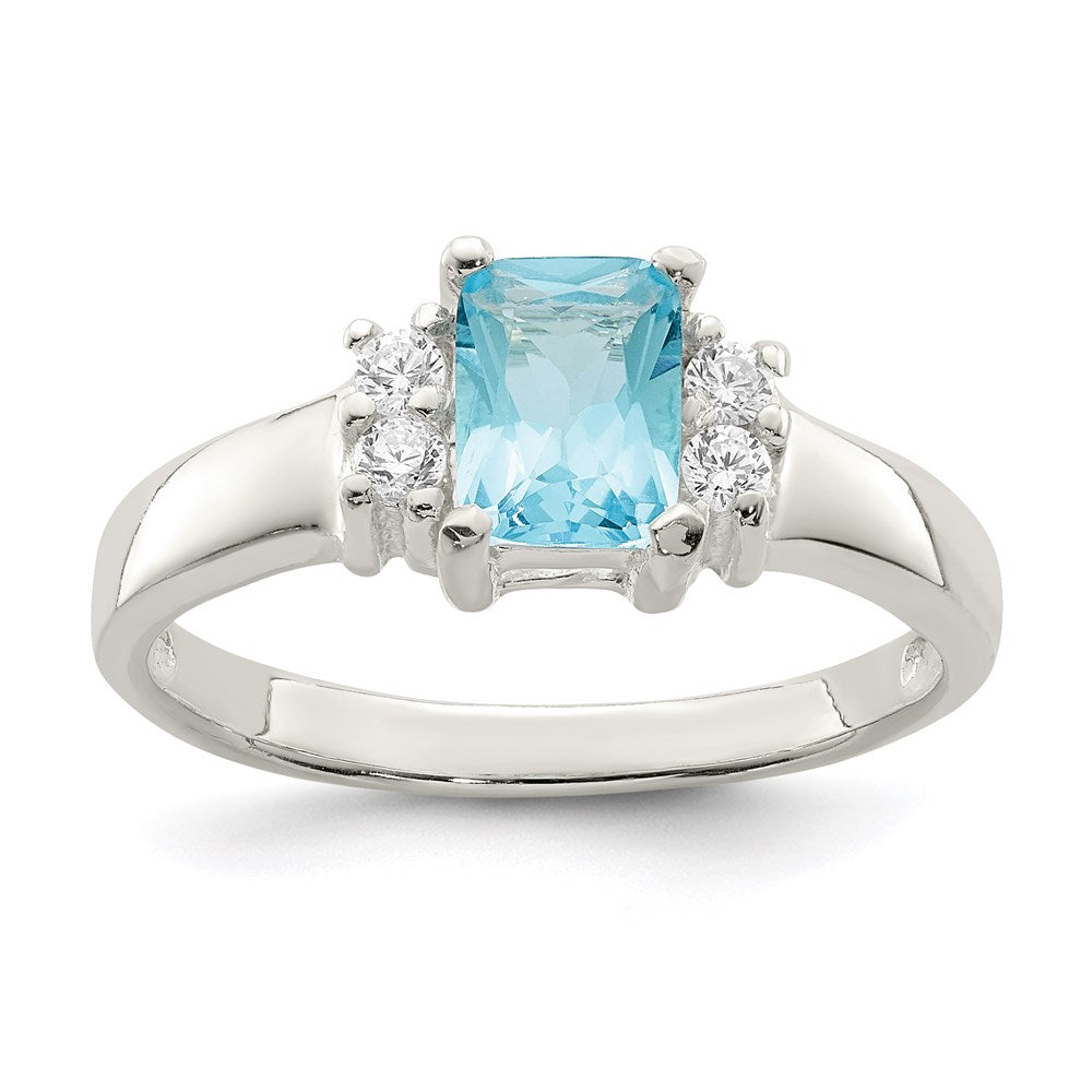 Sterling Silver Light Blue & White CZ Ring - 2