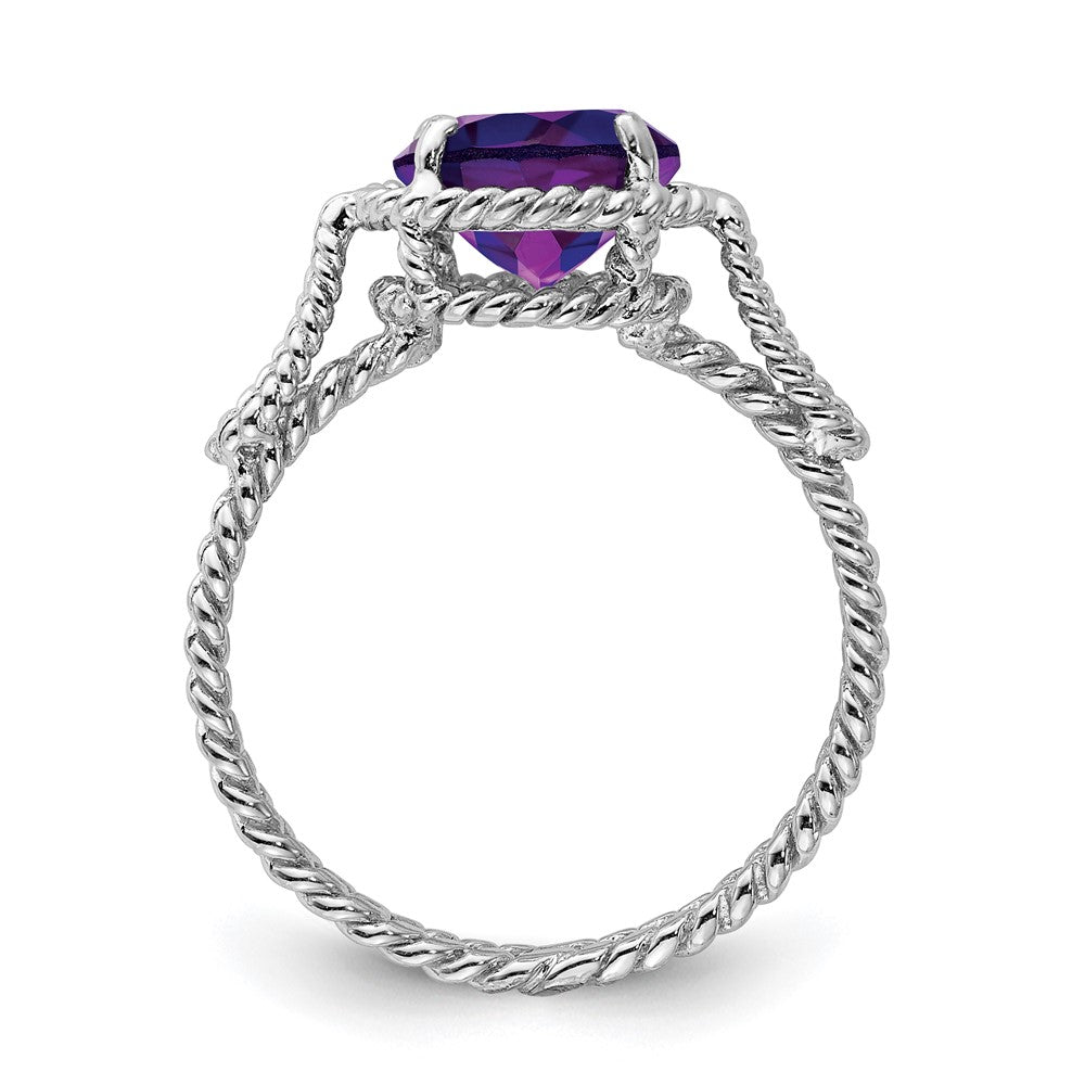 Sterling Silver Rhodium-plated Amethyst Twisted Circle Ring - 3
