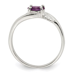 Sterling Silver Purple Oval CZ Ring - 3