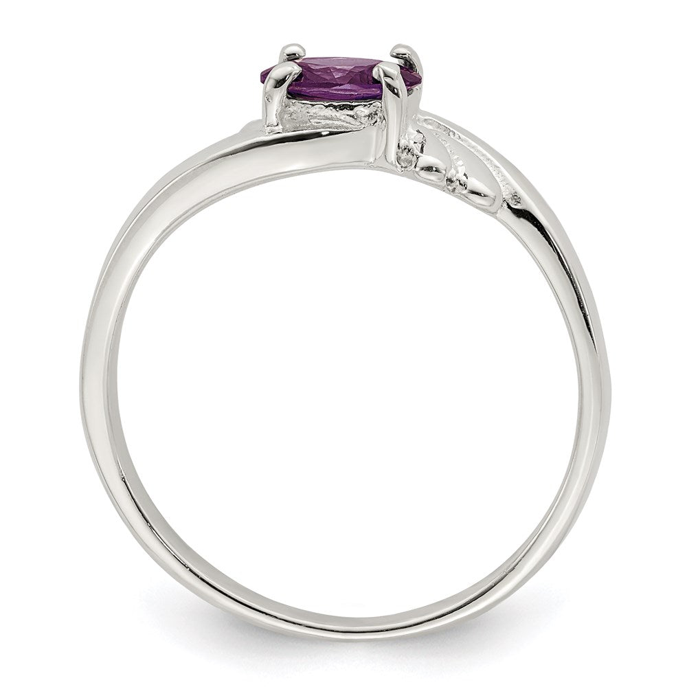 Sterling Silver Purple Oval CZ Ring - 2