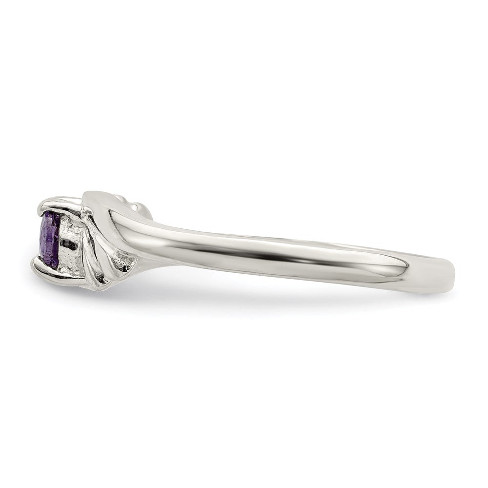Sterling Silver Purple Oval CZ Ring - 3