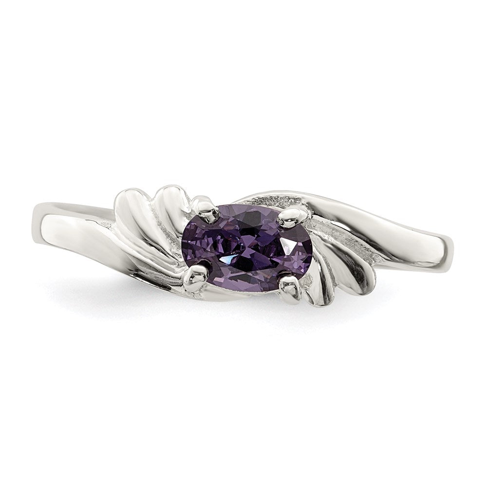 Sterling Silver Purple Oval CZ Ring - 3