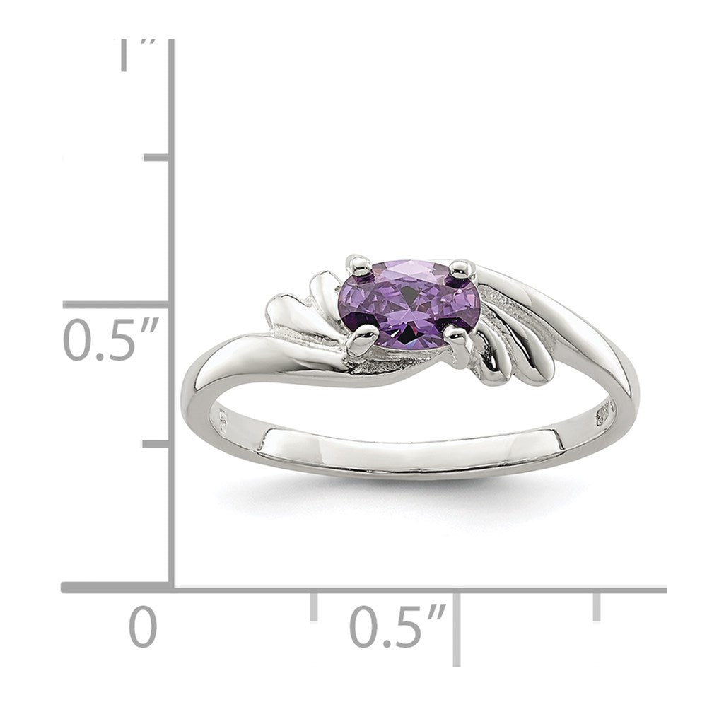 Sterling Silver Purple Oval CZ Ring - 3