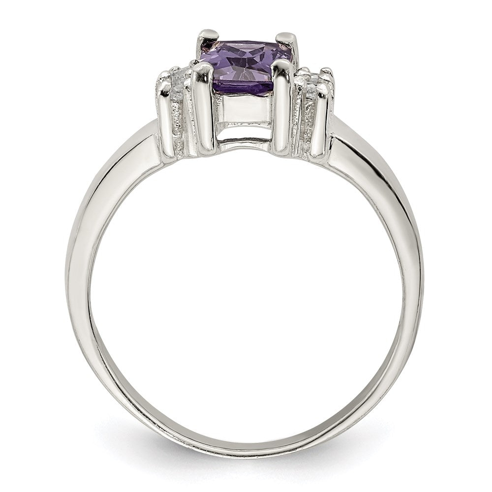 Sterling Silver Purple & White CZ Ring - 2