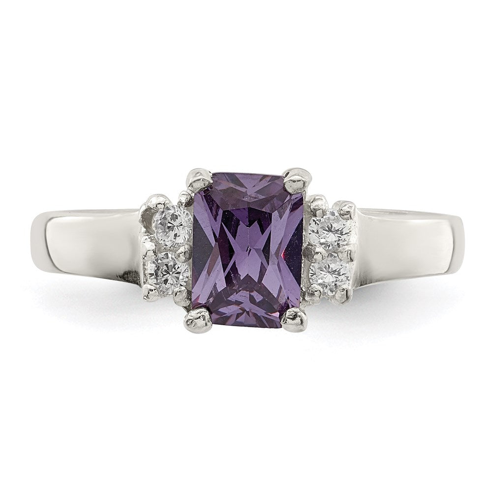 Sterling Silver Purple & White CZ Ring - 2