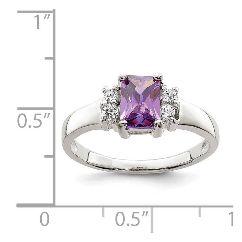 Sterling Silver Purple & White CZ Ring - 3