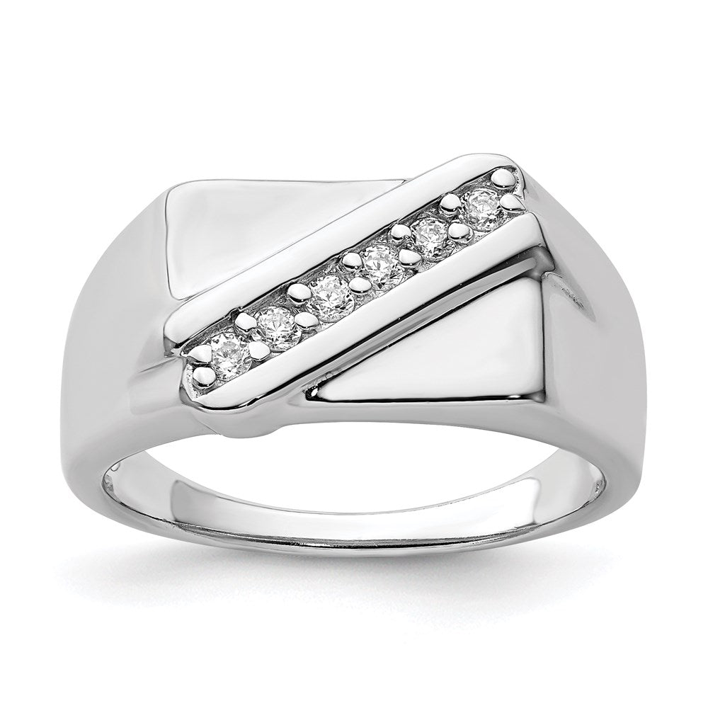 Sterling Silver Rhodium Plated Fancy CZ Ring - 3