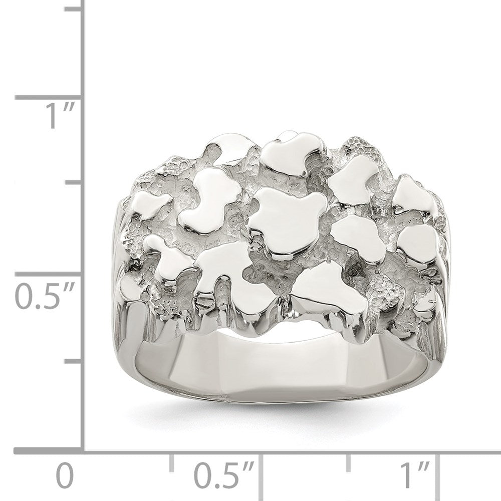 Sterling Silver Men's Nugget Ring - 16