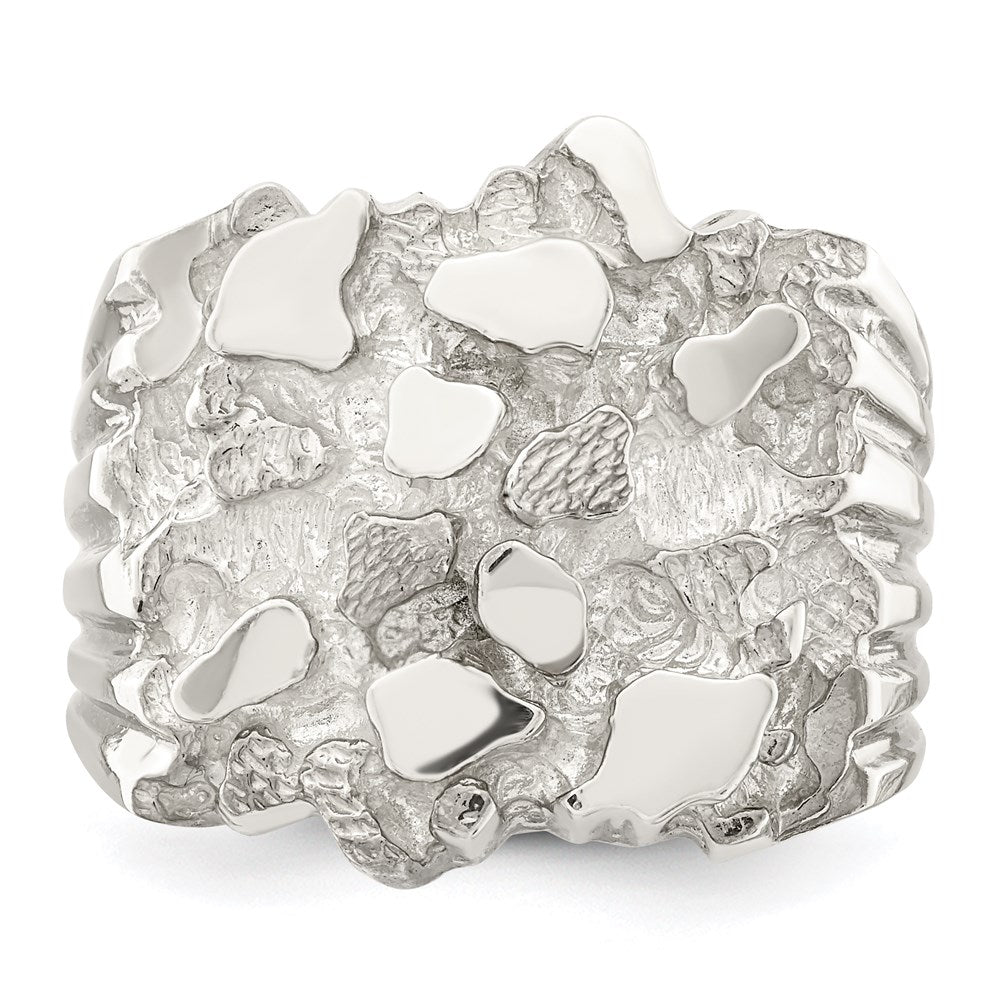 Sterling Silver Men's Nugget Ring - 19