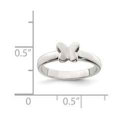 Sterling Silver Rhodium-plated Polished Butterfly Children's Ring - 2