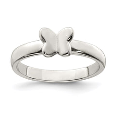 Sterling Silver Rhodium-plated Polished Butterfly Children's Ring - 2