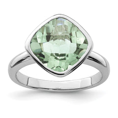 Sterling Silver Rhodium Green Quartz Ring - 14