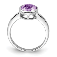 Sterling Silver Rhodium Pink Quartz Ring - 13