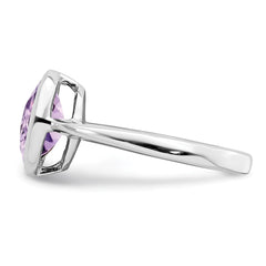Sterling Silver Rhodium Pink Quartz Ring - 13