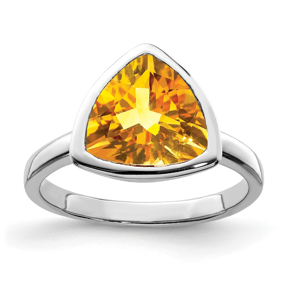 Sterling Silver Rhodium Citrine Ring - 2