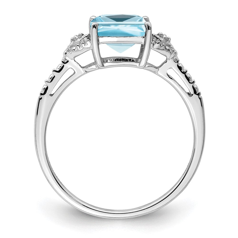 Sterling Silver Rhodium Plated Diamond and Sky Blue Topaz Ring - 3