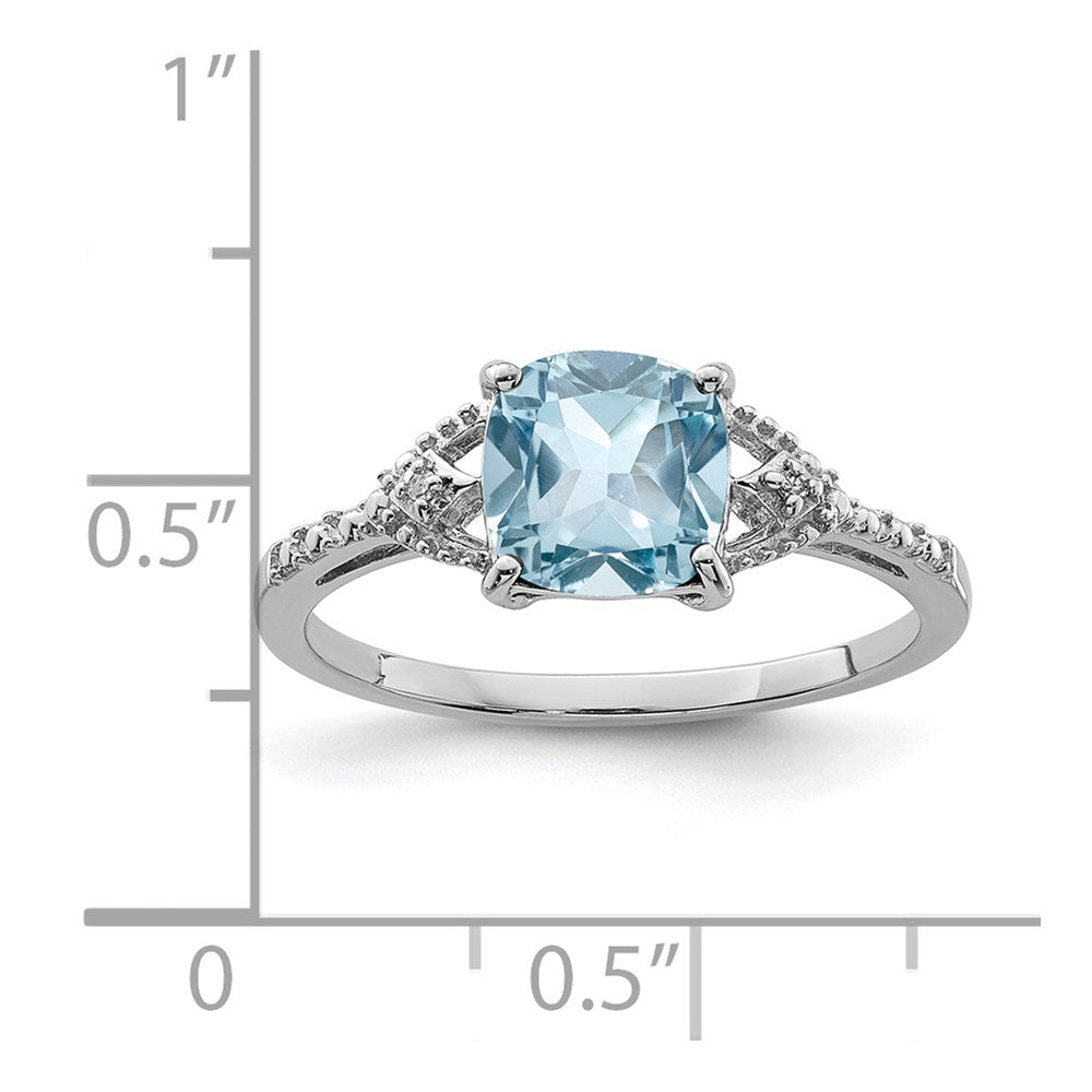 Sterling Silver Rhodium Plated Diamond and Sky Blue Topaz Ring - 4