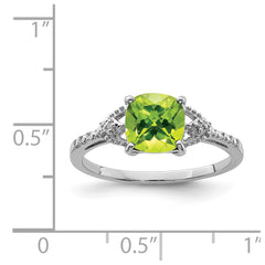 Sterling Silver Rhodium Plated Diamond and Peridot Ring - 5