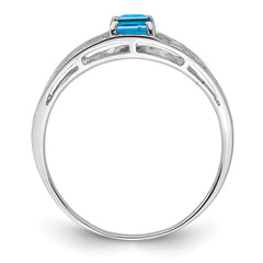 Sterling Silver Rhodium Plated Sky Blue Topaz Ring - 4